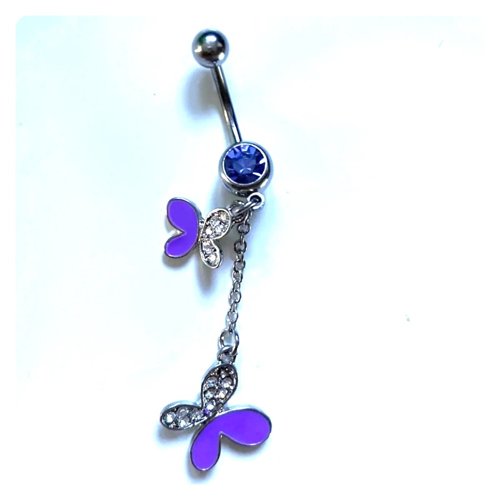 3/$26 Dangly Purple Butterfly Belly/ Navel Ring